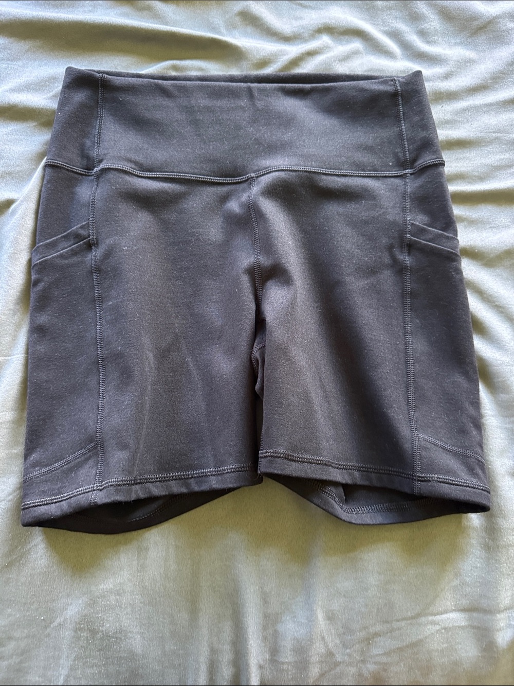 Fabletics Black High-Rise Bike Shorts with Side Pockets